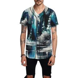 Painted City Winter Scene 1006 All Over Print Baseball Jersey for Men (Model T50)