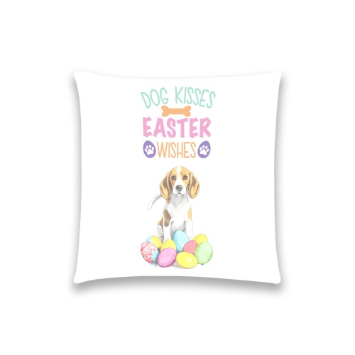Beagle Dog Kisses Easter Wishes Custom  Pillow Case 18"x18" (one side) No Zipper