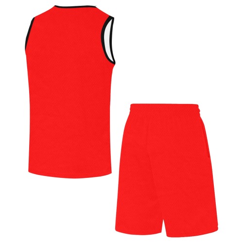 Merry Christmas Red Solid Color Basketball Uniform with Pocket