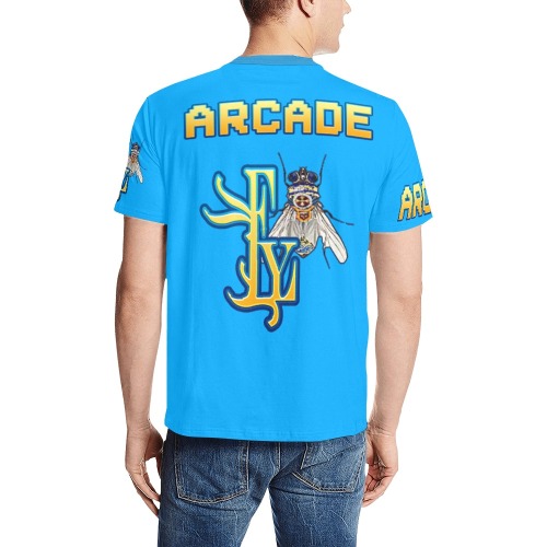 Arcade Collectible Fly Men's All Over Print T-Shirt (Solid Color Neck) (Model T63)