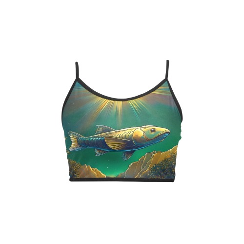 Celestial Swim Women's Spaghetti Strap Crop Top (Model T67)