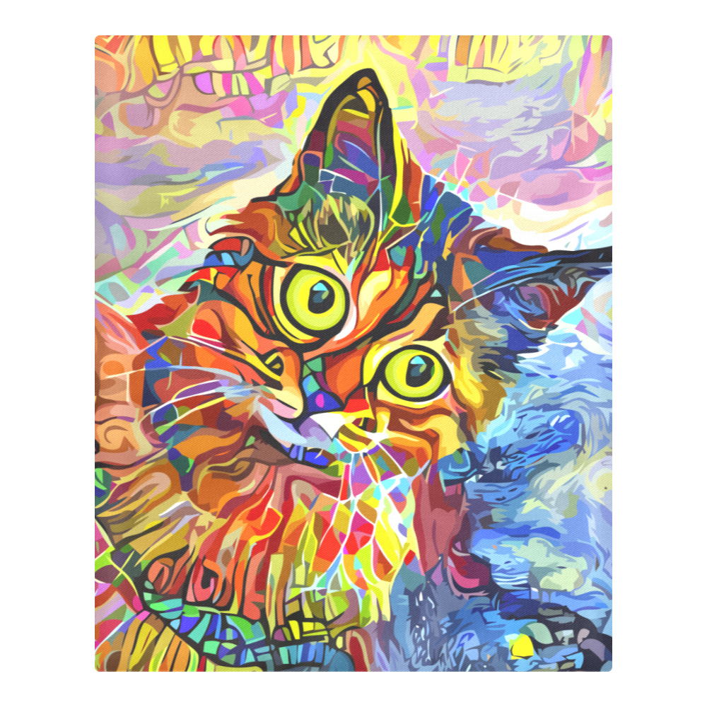 Abstract Cat Face Artistic Pet Portrait Painting 3-Piece Bedding Set