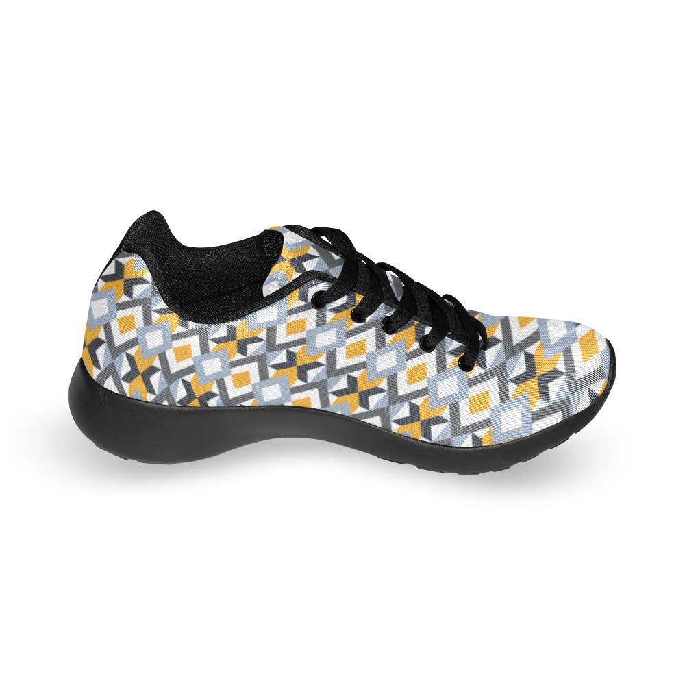 Retro Angles Abstract Geometric Pattern Kid's Running Shoes (Model 020)