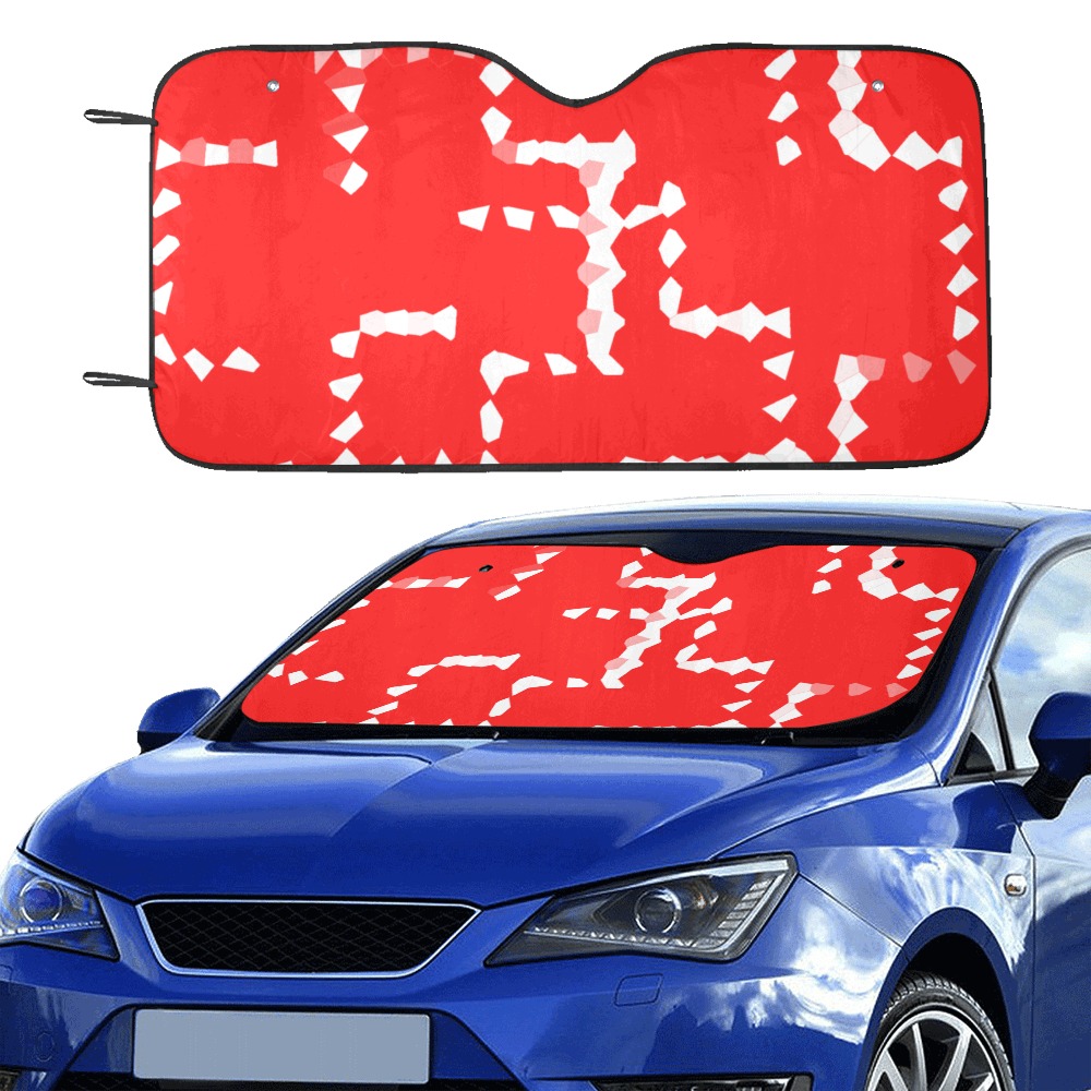 White Interlocking Crosses Mosaic red Car Sun Shade 55"x30" ID D6345844
