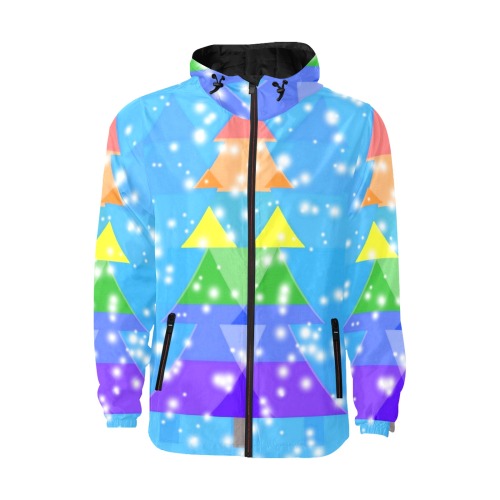Rainbow Christmas by Nico Bielow All Over Print Quilted Windbreaker for Men (Model H35)