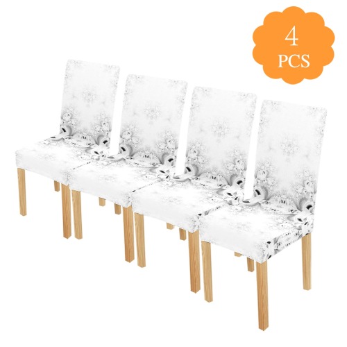 Snowy Winter White Frost Fractal Chair Cover (Pack of 4)