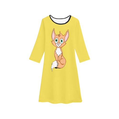 Foxy Roxy Yellow Girls' Long Sleeve Dress (Model D59)