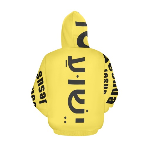 Yeshua Hoodie Yellow (Black text) All Over Print Hoodie for Men (USA Size) (Model H13)