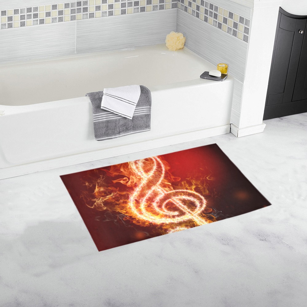 Treble Clef on Fire Bath Rug 16''x 28''