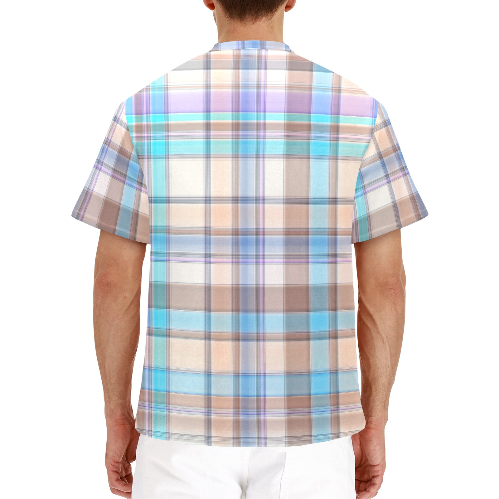 Pastels Plaid Men's Henley T-Shirt (Model T75)