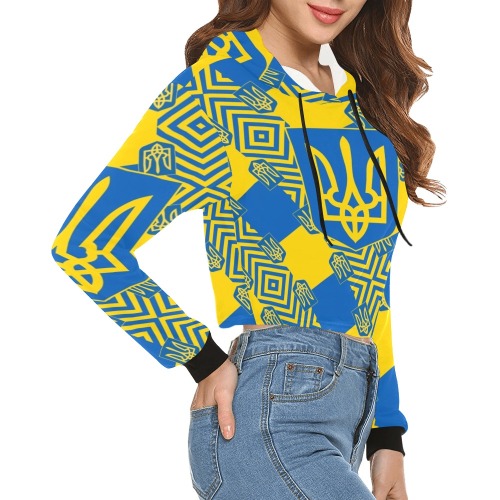 UKRAINE 2 All Over Print Crop Hoodie for Women (Model H22)