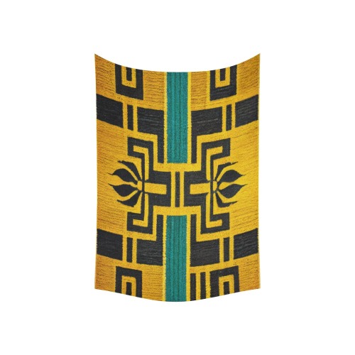 abstract yellow and black Cotton Linen Wall Tapestry 60"x 40"