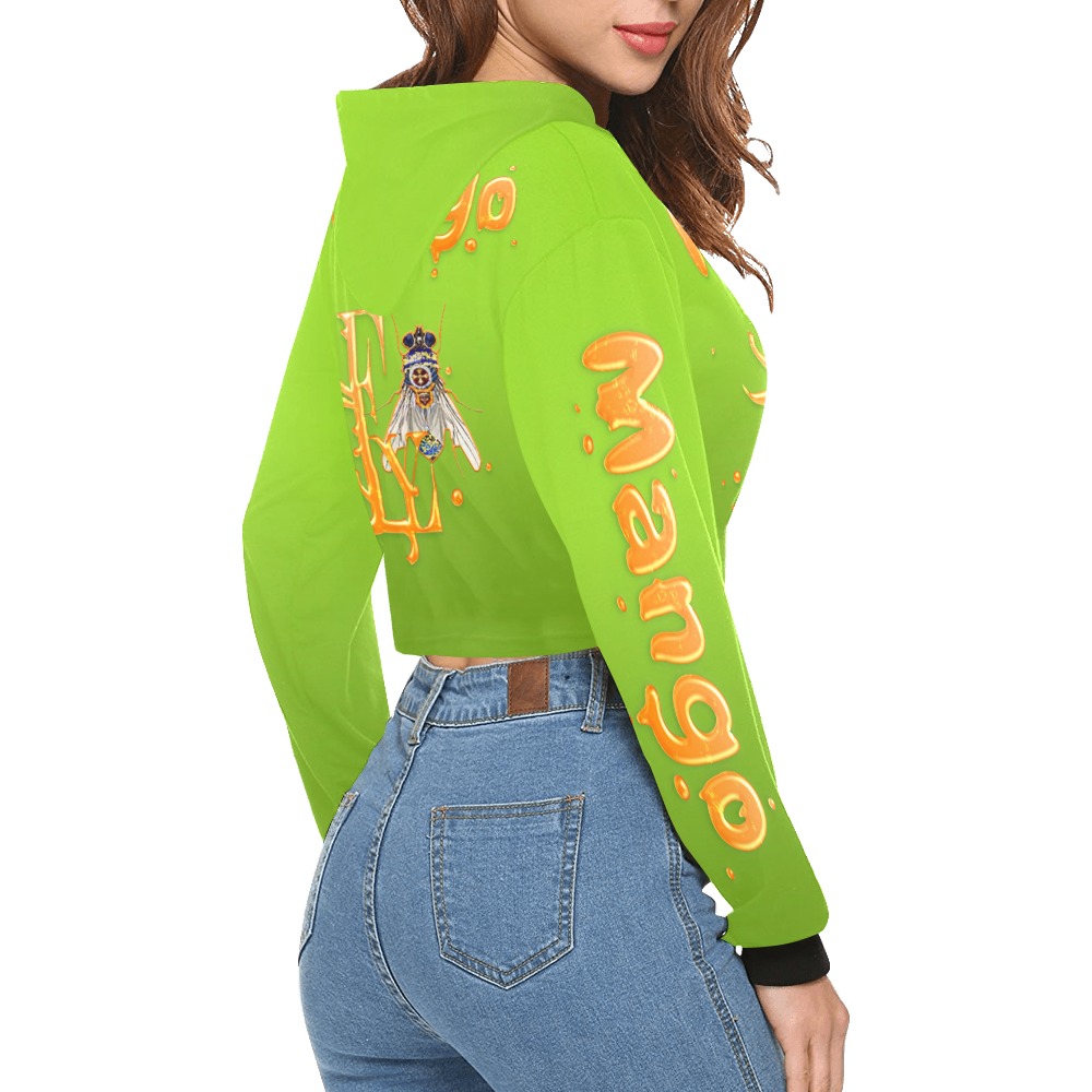 Mango Collectable Fly All Over Print Crop Hoodie for Women (Model H22)