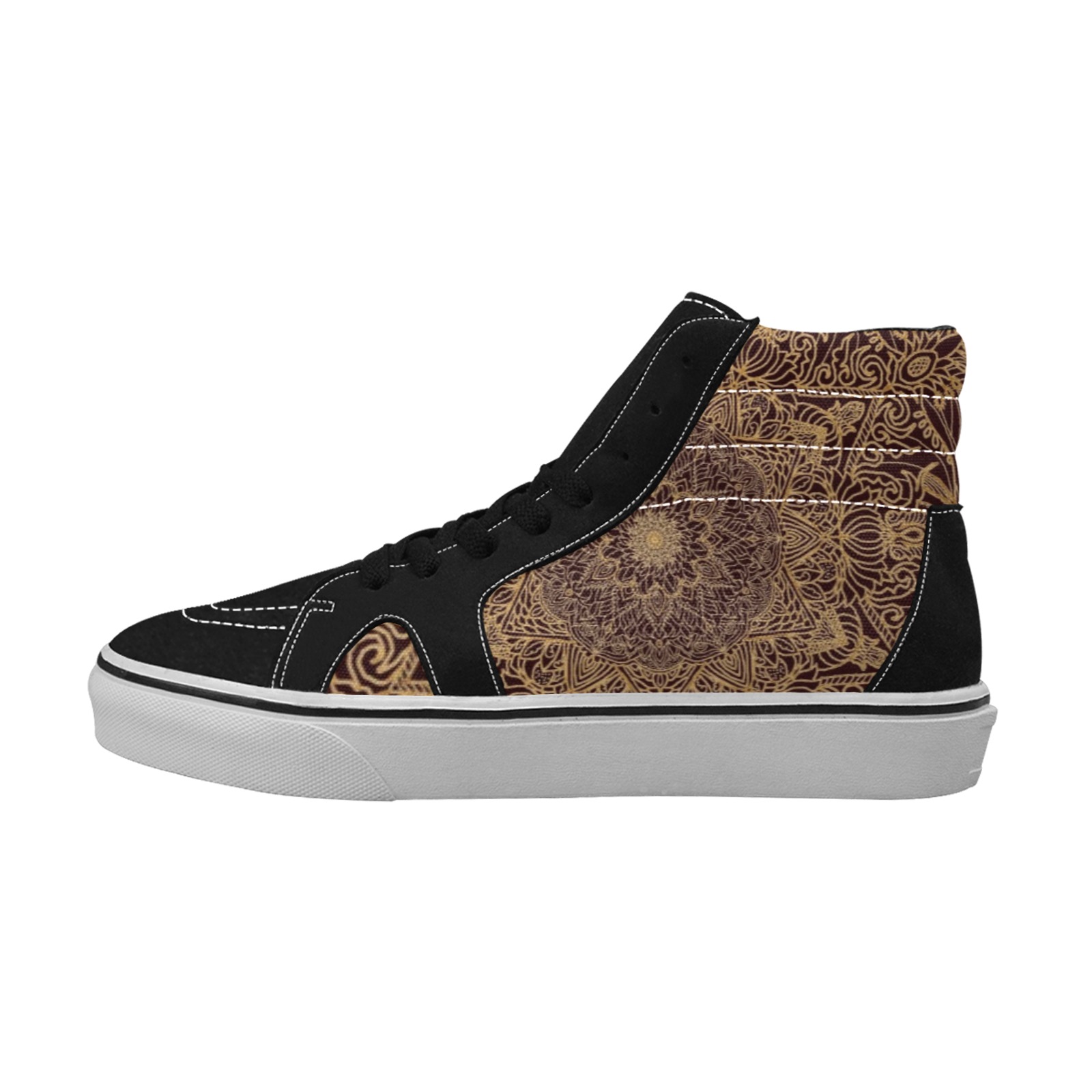 Mandala tapestry-noir Men's High Top Skateboarding Shoes (Model E001-1)