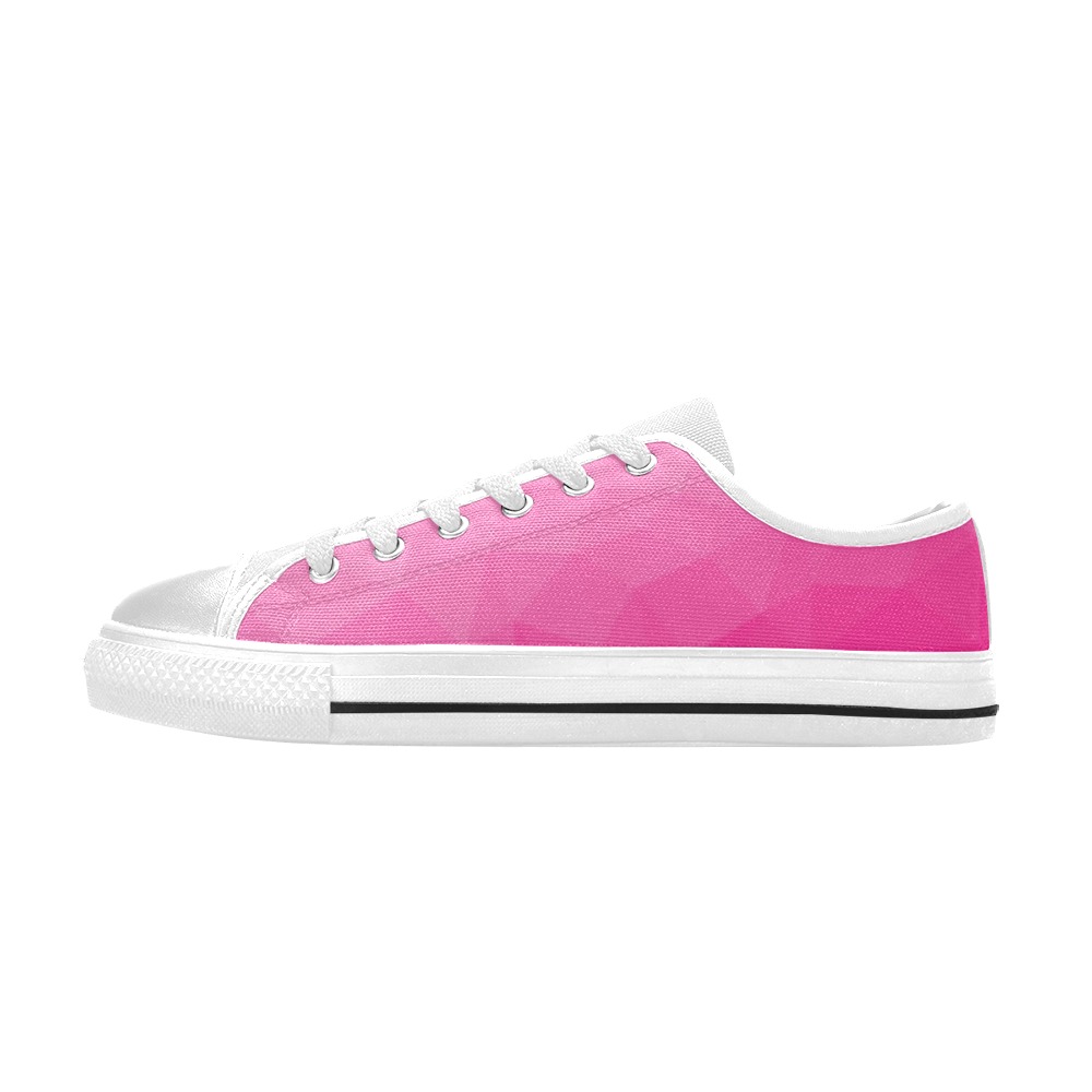 Hot pink gradient geometric mesh pattern Women's Classic Canvas Shoes (Model 018)