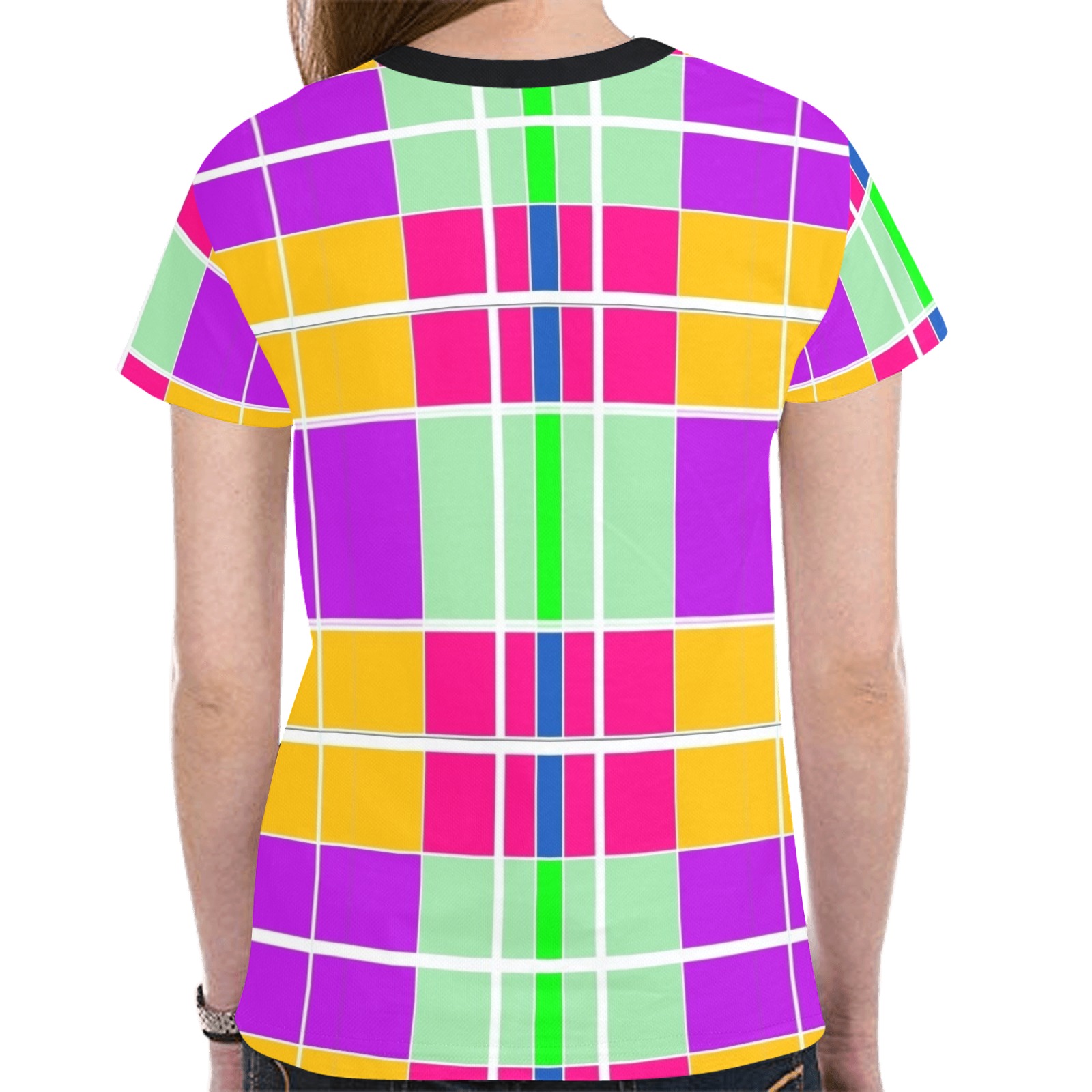 Fractoberry Bright Colors 020 - Squarebright New All Over Print T-shirt for Women (Model T45)