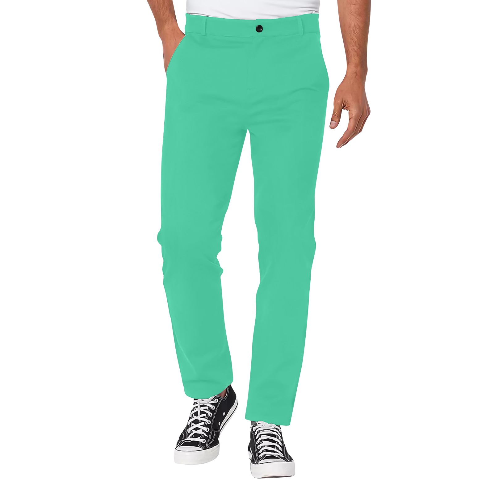 teal Men's All Over Print Casual Trousers (Model L68)