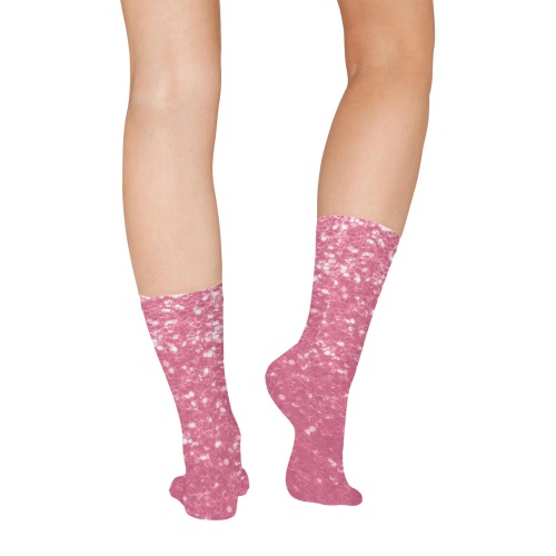 Magenta light pink red faux sparkles glitter All Over Print Socks for Women