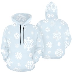 White Snowflakes Snowfall Winter Pattern All Over Print Hoodie for Men (USA Size) (Model H13)