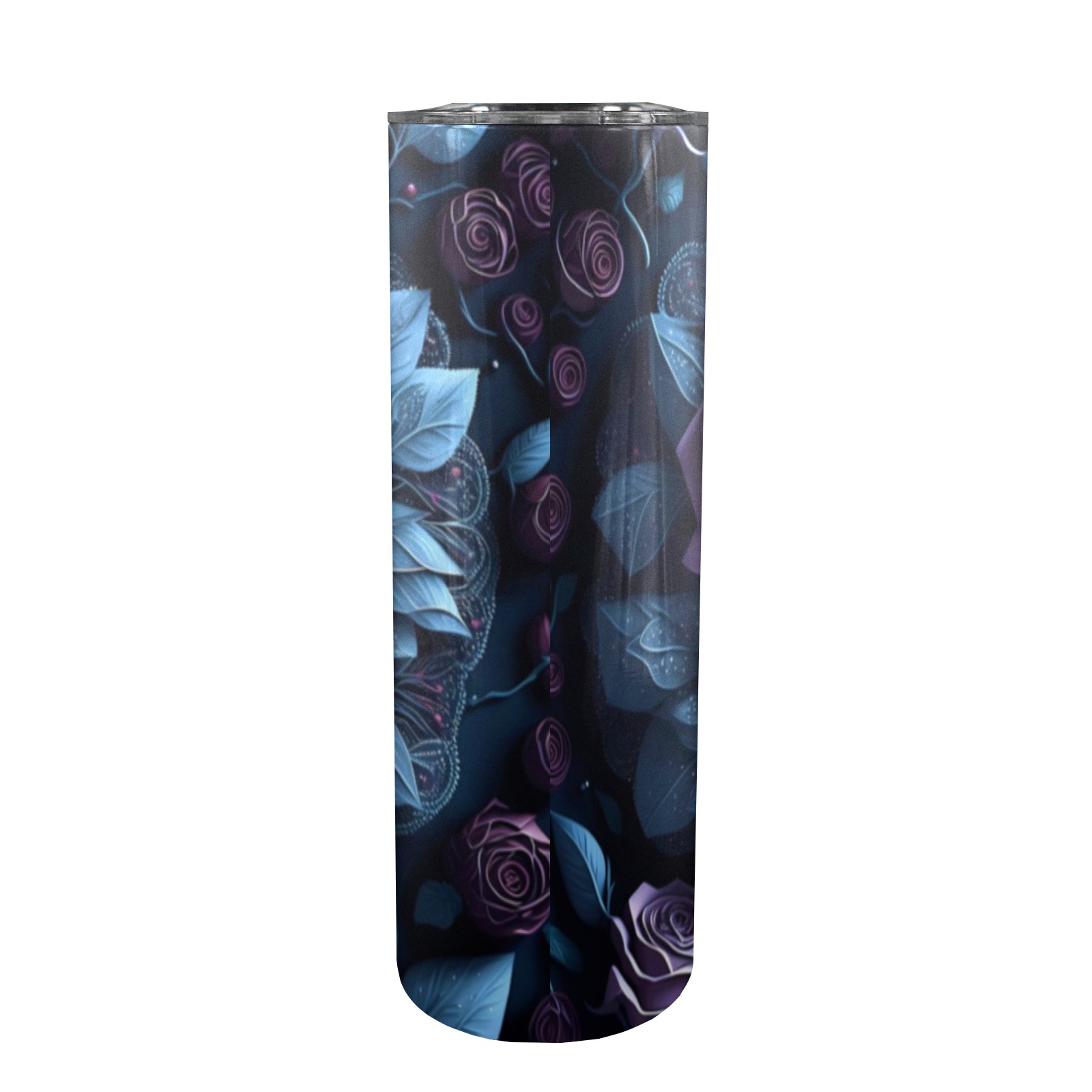 Purple Roses 3D - 20oz Tall Skinny Tumbler with Lid and Straw