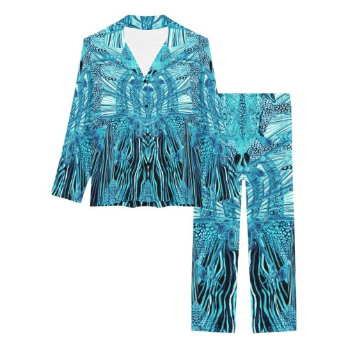 crazy zebra blue Women's Long Pajama Set