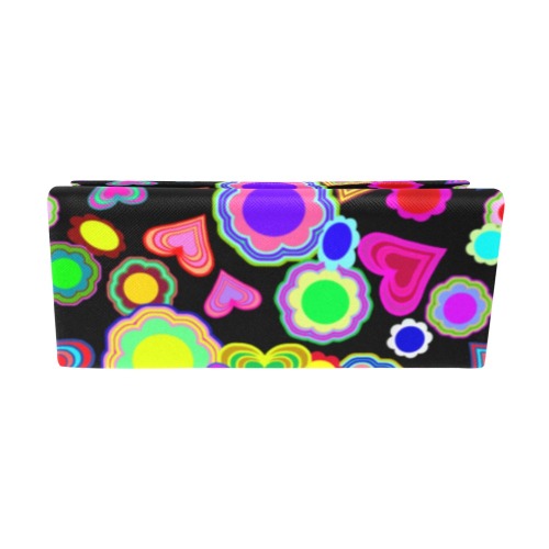 Groovy Hearts and Flowers Black Custom Foldable Glasses Case