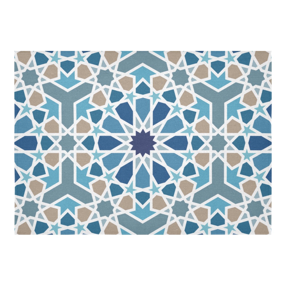 Arabic Geometric Design Pattern Cotton Linen Tablecloth 60"x 84"