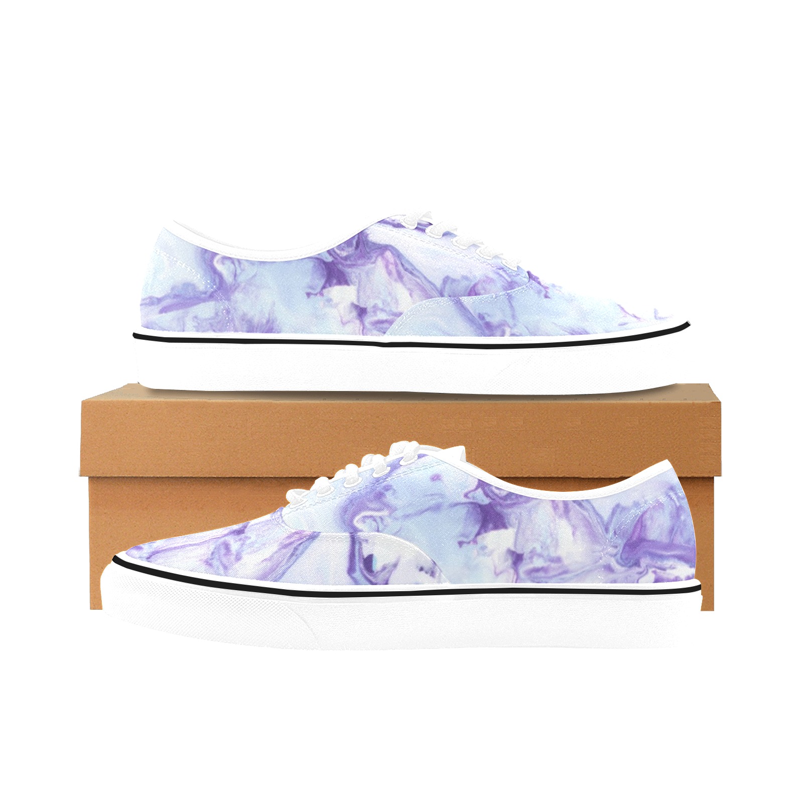 Lavender marbling Classic Women's Canvas Low Top Shoes (Model E001-4)