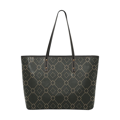 Black and Gold Geometric Pattern 3 Chic Leather Tote Bag (Model 1709)