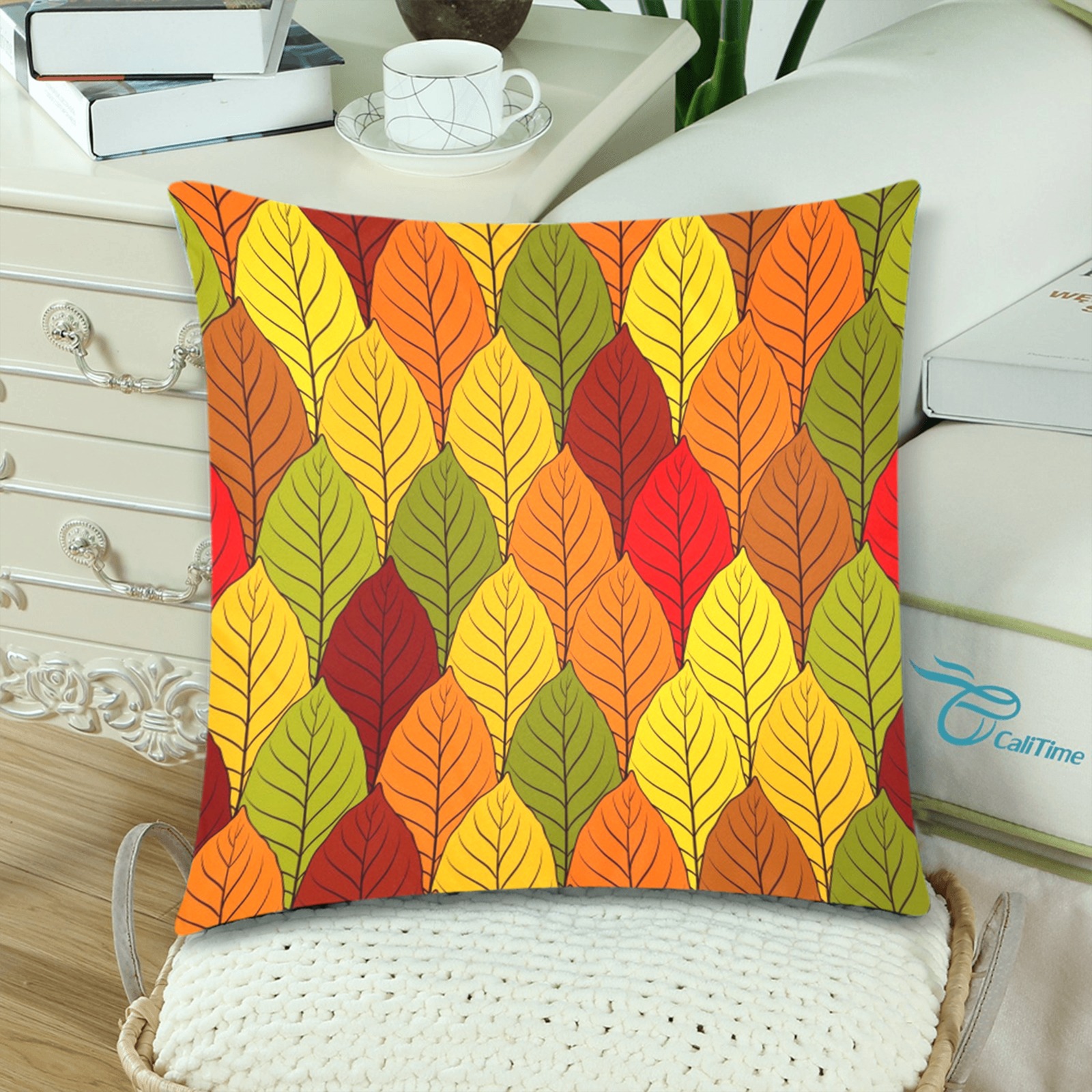 Bright Beautiful Fall Leaves Custom Zippered Pillow Cases 18"x 18" (Twin Sides) (Set of 2)