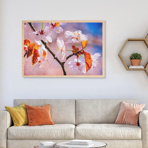 Sakura flowers. The festival of life and youth. 1000-Piece Wooden Jigsaw Puzzle (Horizontal)