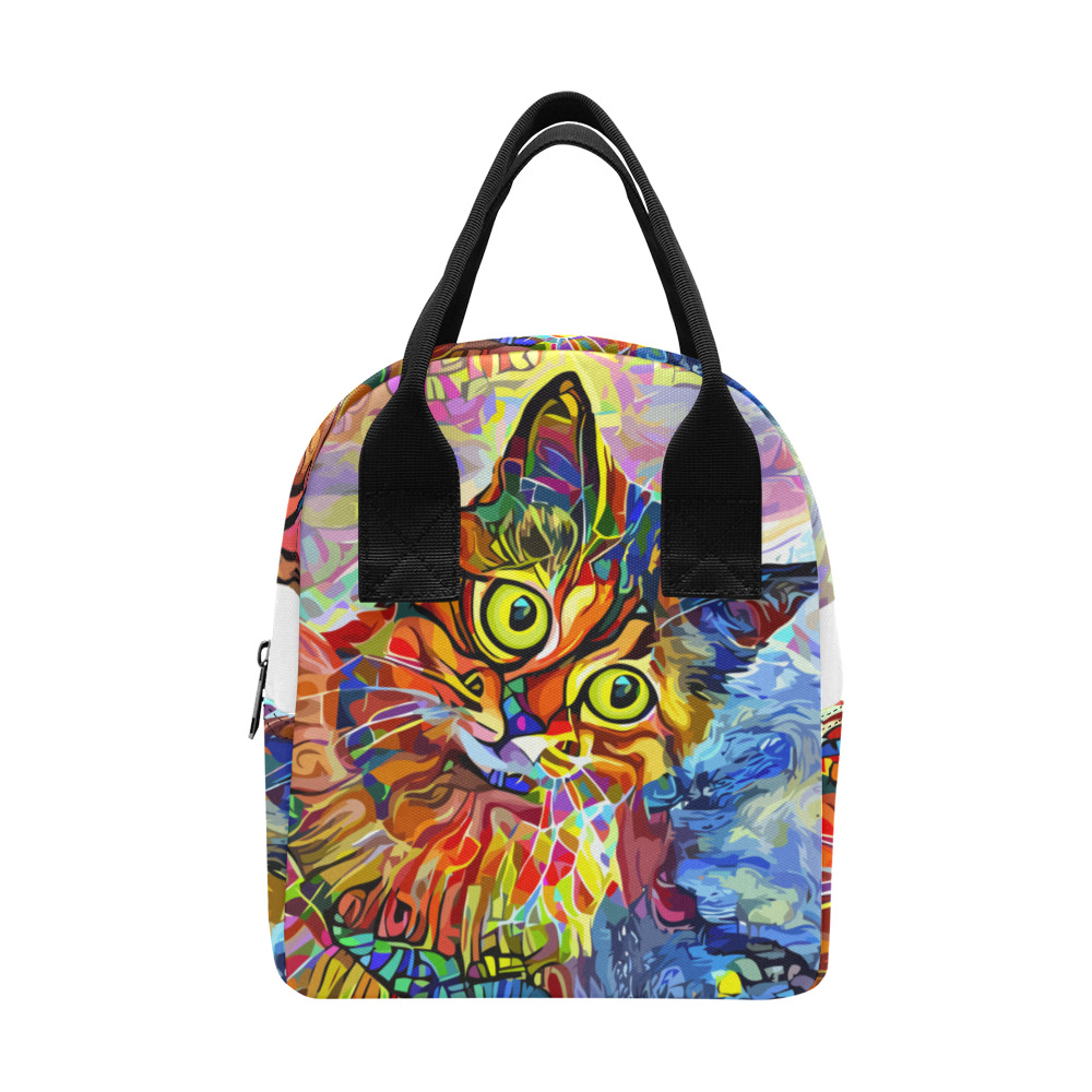 Abstract Cat Face Artistic Pet Portrait Painting Zipper Lunch Bag (Model 1689)