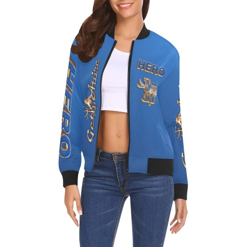 Hero Collectable Fly All Over Print Bomber Jacket for Women (Model H19)
