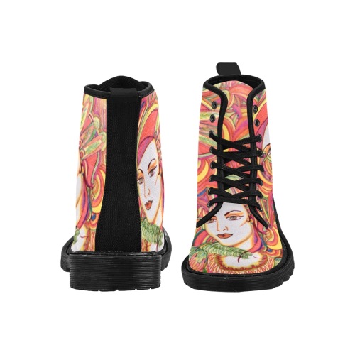 Mardi Gras Martin Boots for Women (Black) (Model 1203H)