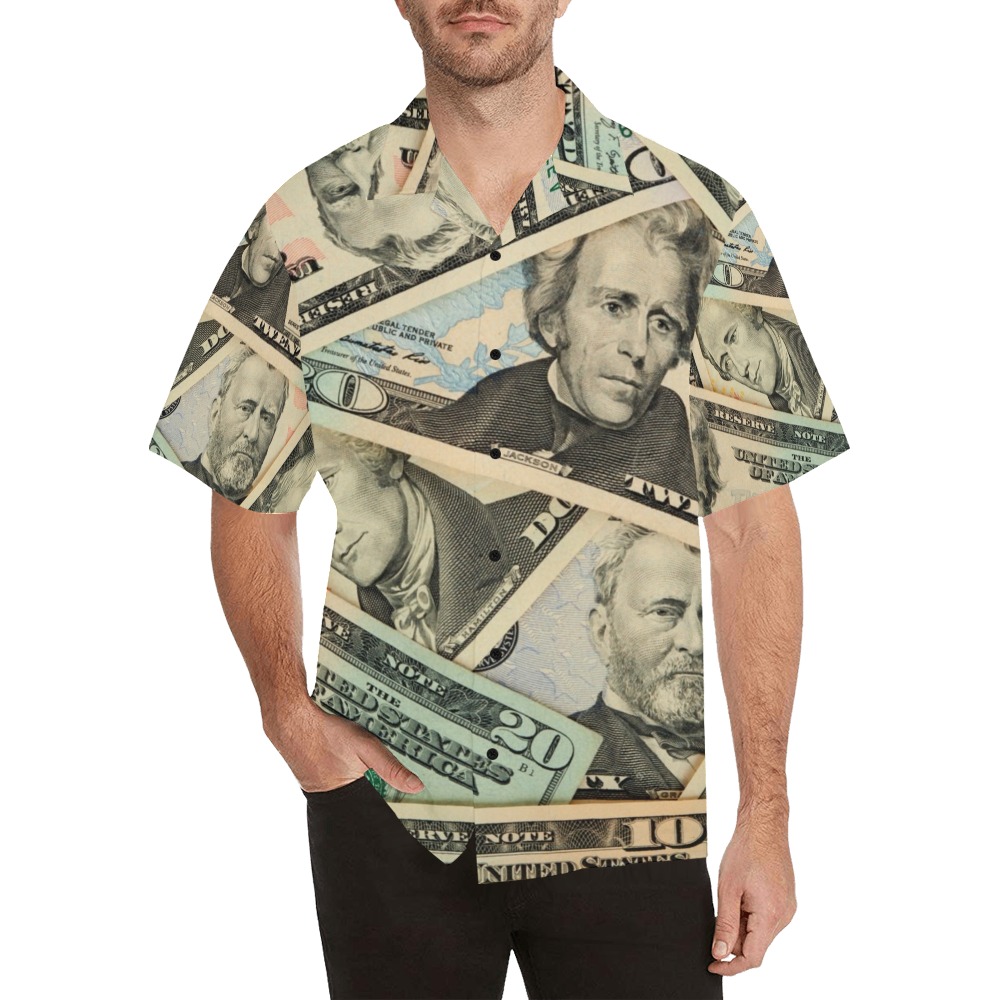 US PAPER CURRENCY Hawaiian Shirt with Merged Design (Model T58)