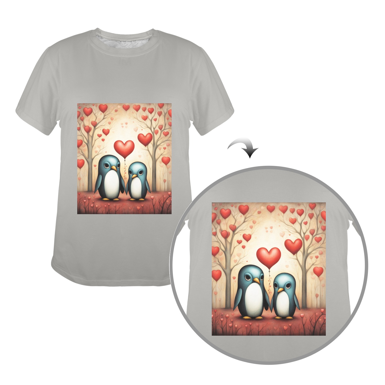 Penguin Love 3 Women's T-Shirt in USA Size (Front Printing) (Model T78)
