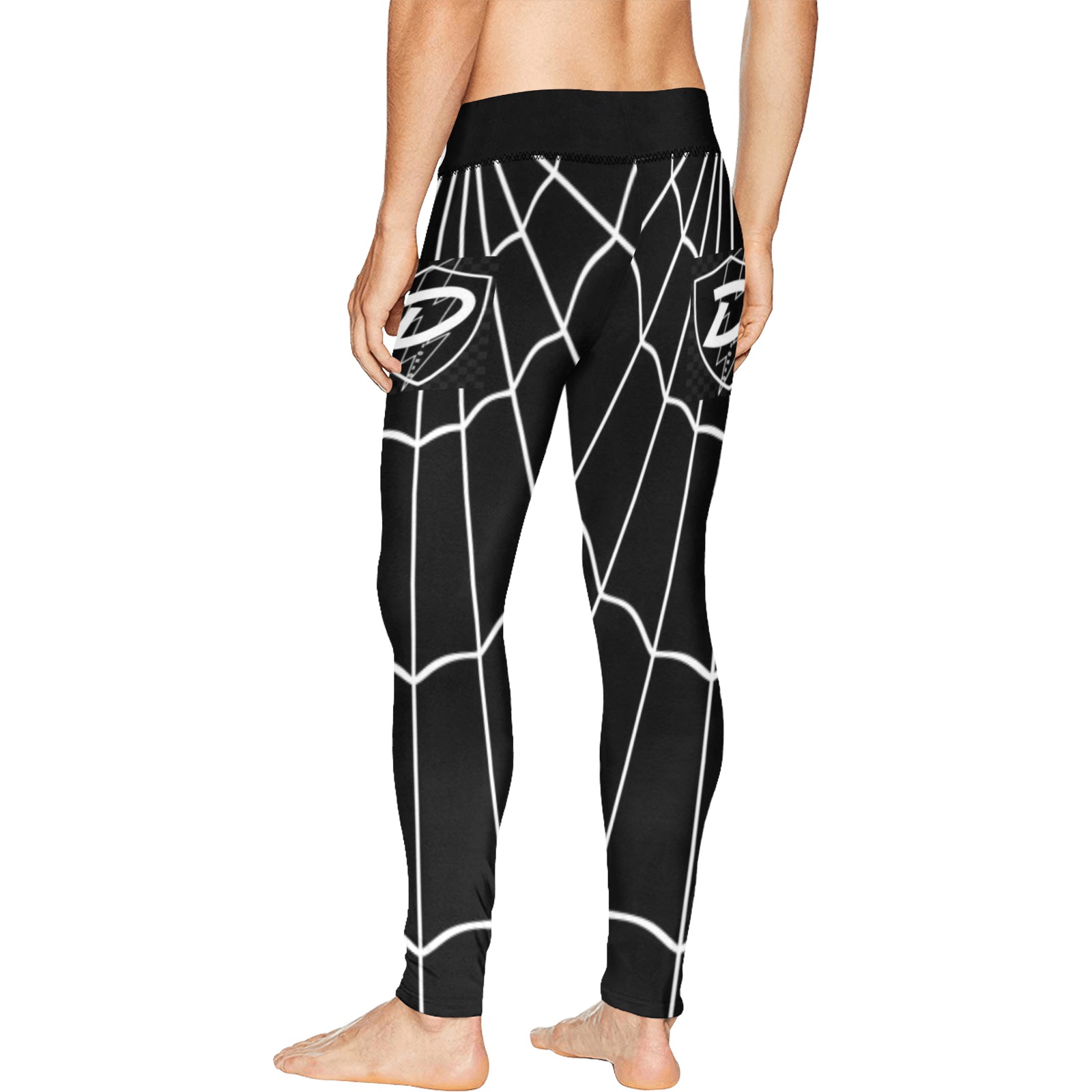 DIONIO Clothing - Black WEB Men's Workout pants Men's All Over Print Leggings (Model L38)