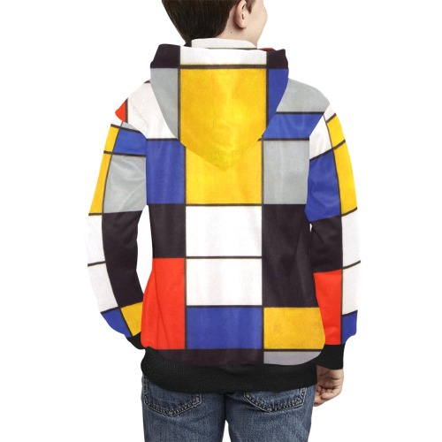 Composition A by Piet Mondrian Kids' All Over Print Hoodie (Model H38)