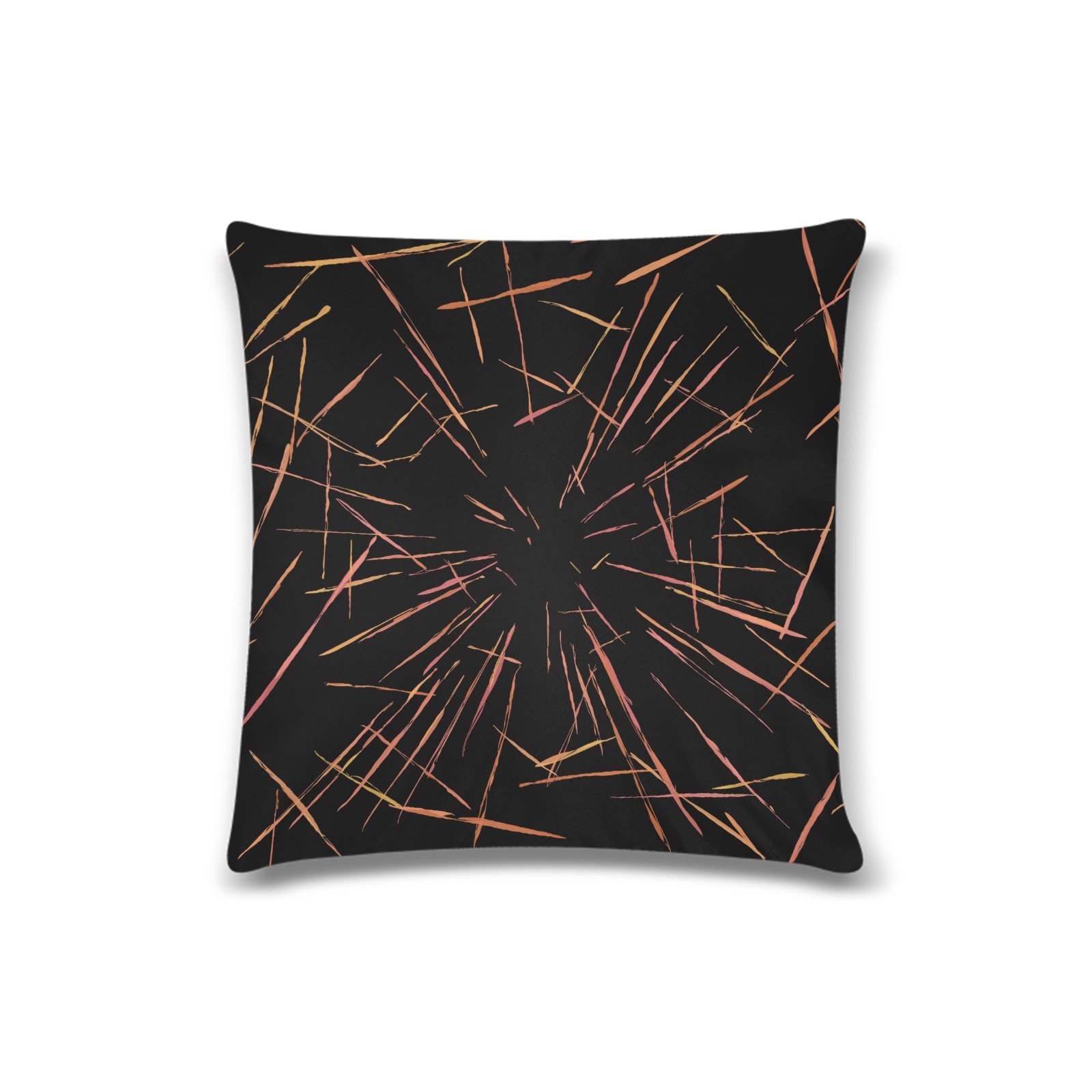 Dynamic Orange Lines on Black Custom Zippered Pillow Case 16"x16"(Twin Sides)