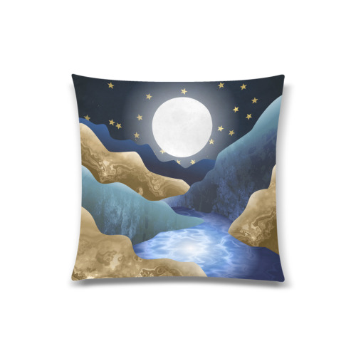 Moonlight Mountain Valley Stream Custom Zippered Pillow Case 20"x20"(Twin Sides)