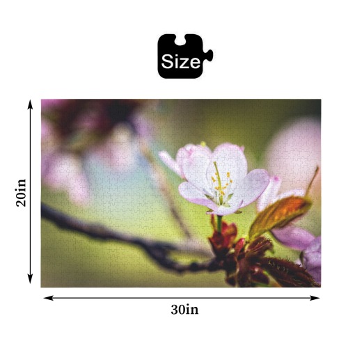 Pleasant sakura cherry flowers on a sunny day. 1000-Piece Wooden Jigsaw Puzzle (Horizontal)