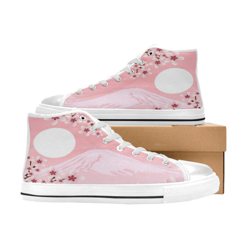 Winter Blossom Women's Classic High Top Canvas Shoes (Model 017)