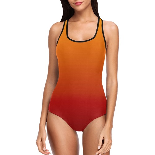 yel red Vest One Piece Swimsuit (Model S04)