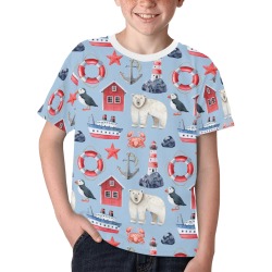 Polarbear, Penguin and Lighthouse Kids' All Over Print T-shirt (Model T65)