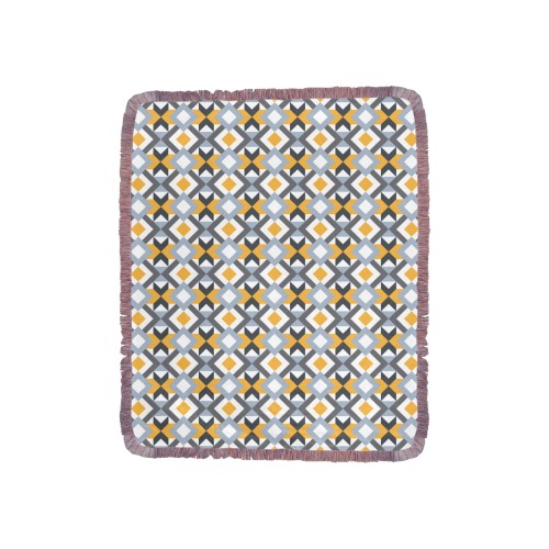 Retro Angles Abstract Geometric Pattern Ultra-Soft Fringe Blanket 40"x50" (Mixed Pink)