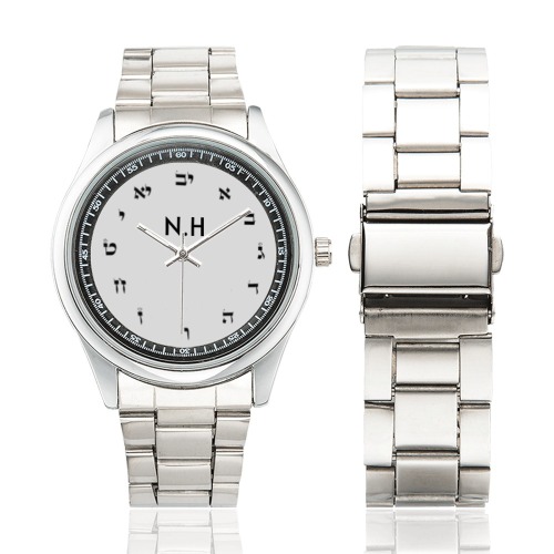 cadran hebreu transparent.n.h Men's Stainless Steel Watch(Model 104)