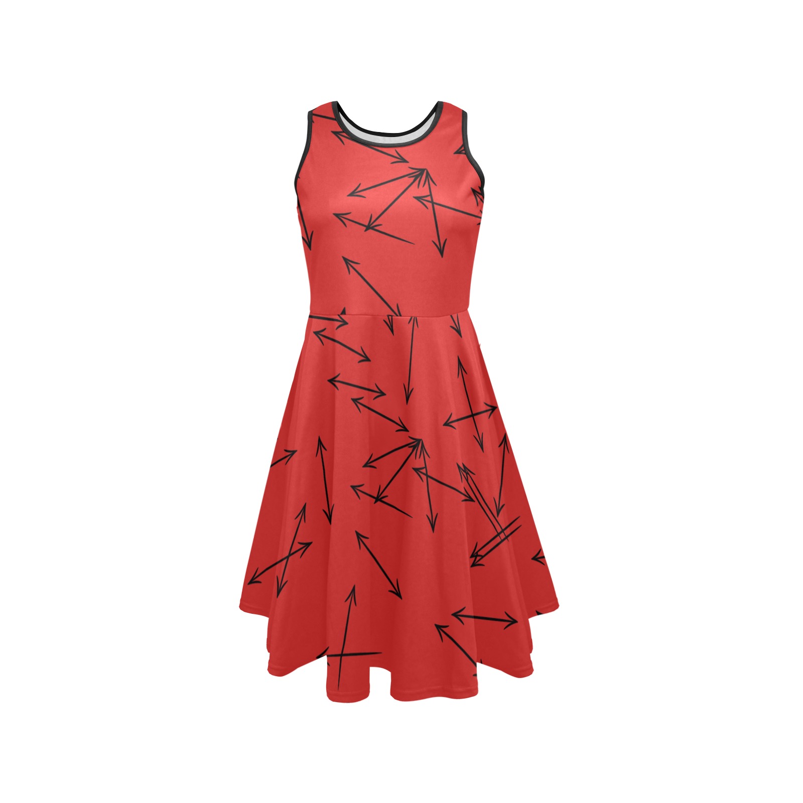 Arrows Every Direction Black/Red Sleeveless Expansion Dress (Model D60)