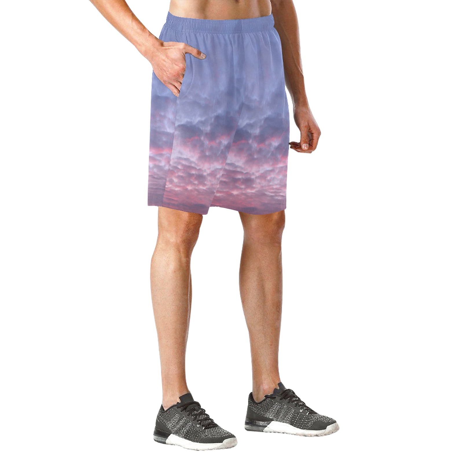 Morning Purple Sunrise Collection Men's All Over Print Elastic Beach Shorts (Model L20)