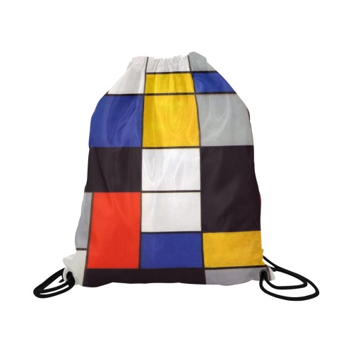 Composition A by Piet Mondrian Large Drawstring Bag Model 1604 (Twin Sides)  16.5"(W) * 19.3"(H)