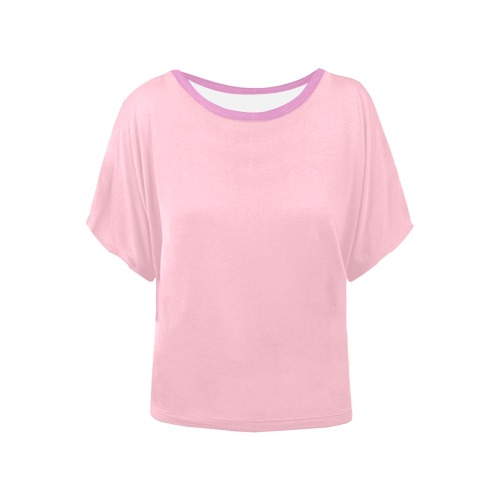 Pink on dark pink  coloring Women's Batwing-Sleeved Blouse T shirt (Model T44)